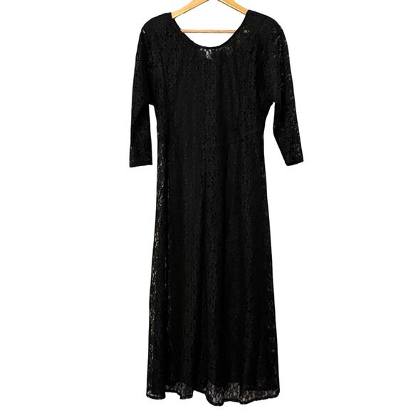 Vtg 90s Petite Jazz Floral Lace Whimsigoth Gothic Romantic Midi Dress, Medium - Picture 3 of 11